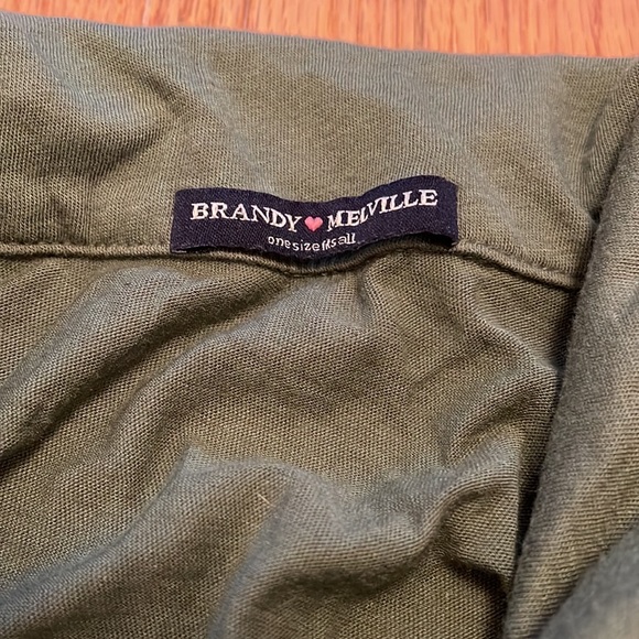 Brandy Melville Hunter Green 3/4 Sleeve Lightweight Front Tie Knot Button Shirt - Picture 4 of 6